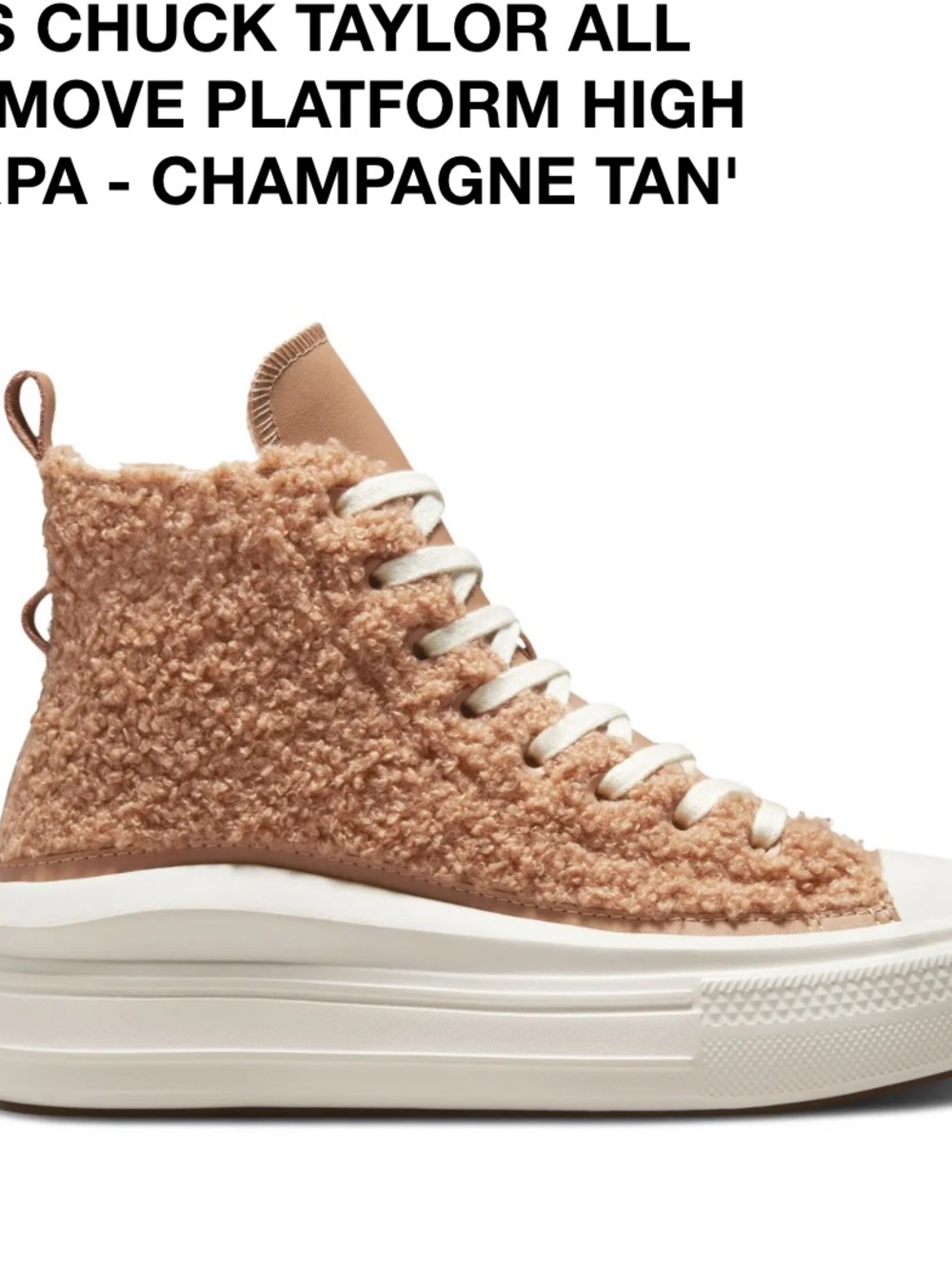 Converse Women’s Sherpa High-Top Sneakers in Champagne Tan